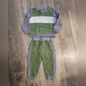 Kids 24M Green Grey Colorblock Sweatshirt Jogger Pants Set Spring Retro‎